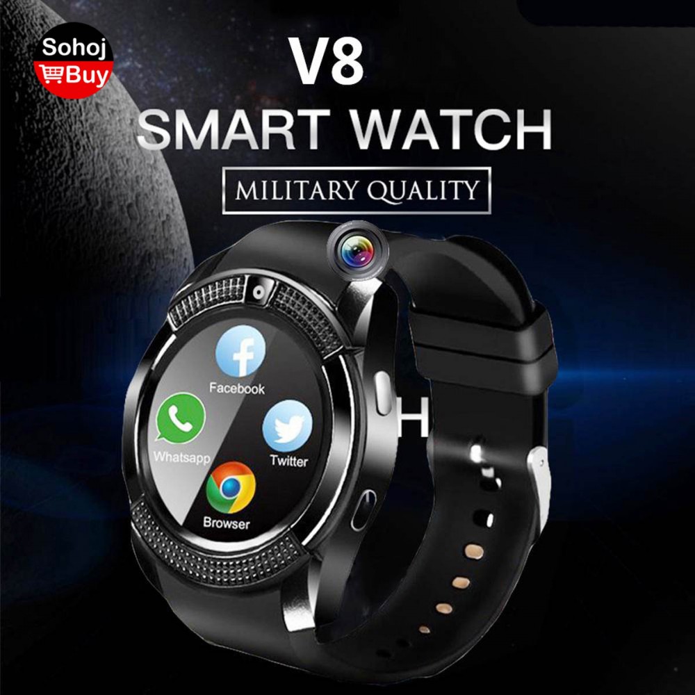 V8  Smart watch SIM, Bluetooth  and Memory Card Supported  LSB Base Camera